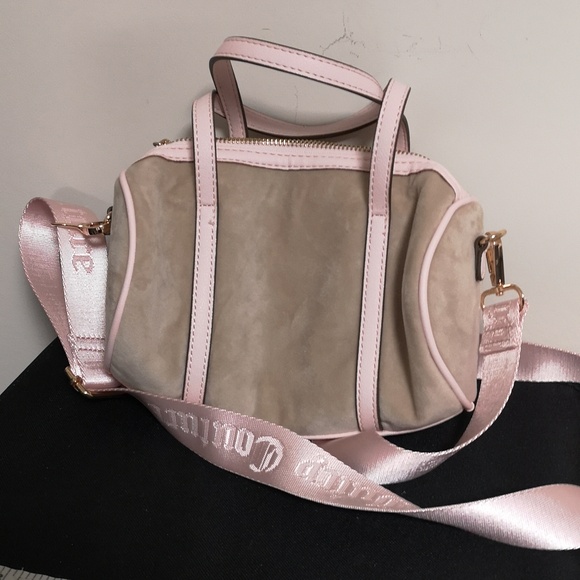 NWOT Juicy Couture Pink, Gold & Tan Women's Crossbody Plushie Soft w Hang Charm - Picture 10 of 10